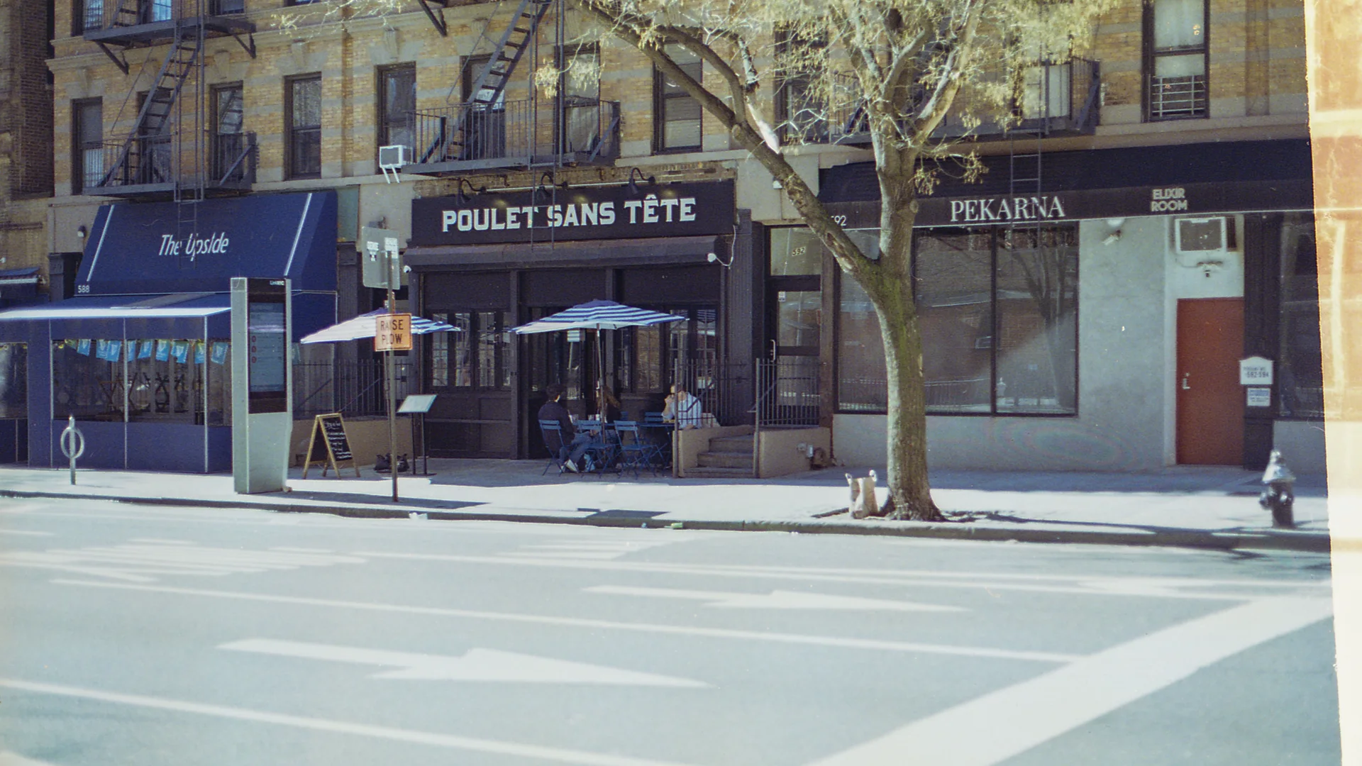 Midtown Manhattan restaurant exterior and sidewalk on a weekday morning, a setting in Rosanna Scotto Good Day New York coverage