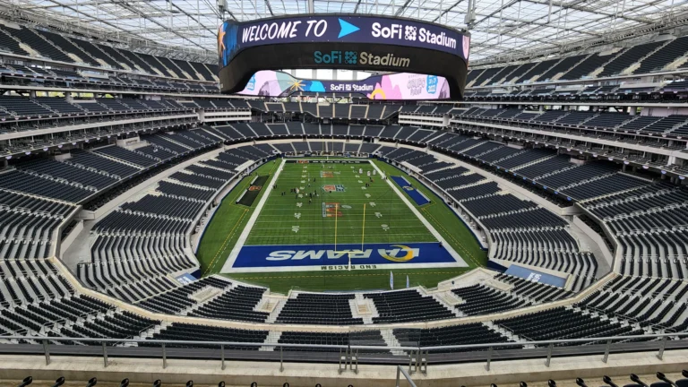 An NFL practice field ahead of the Los Angeles Rams Week 1 opener during Puka Nacua Rams practice week