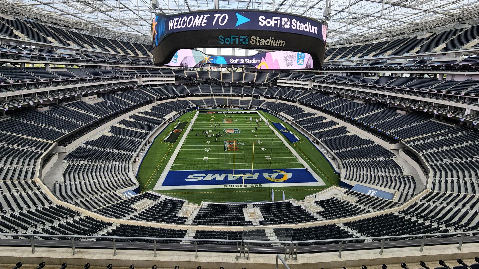 An NFL practice field ahead of the Los Angeles Rams Week 1 opener during Puka Nacua Rams practice week