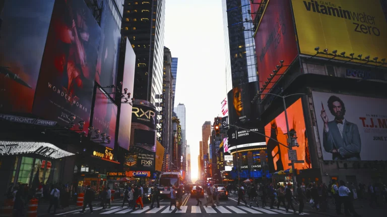 Times Square and Seventh Avenue in Manhattan on a weekday after the Erin Piacenti Times Square stabbing